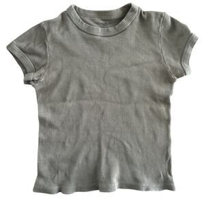 Brandy Melville John Galt Gray Waffle Knit Fitted Tee One Size